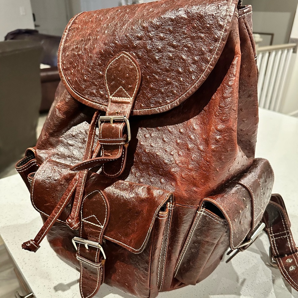 Genuine Ostrich Leather Travel Bsckpack